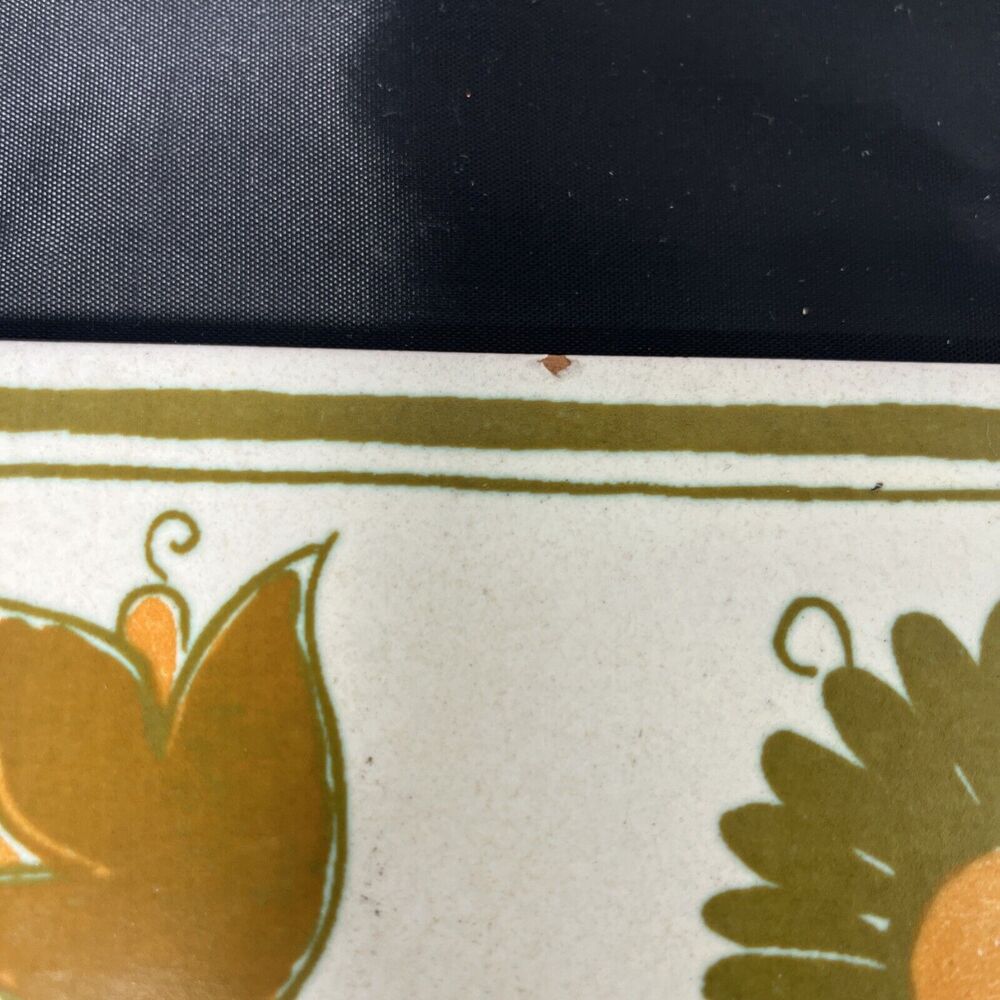 Hand Painted Glazed Terracotta 8x6 Tile Trivet Made in Italy Flowers Green Org - Picture 8 of 8